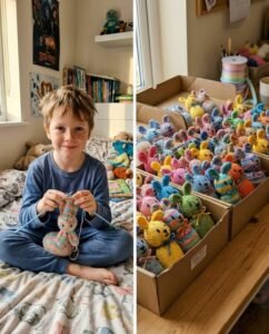 Read more about the article My 9-Year-Old Grandson Knitted 100 Easter Bunnies for Sick Kids from His Late Mom’s Sweaters – When My New DIL Threw Them Away Calling Them ‘Trash,’ My Son Taught Her a Lesson
